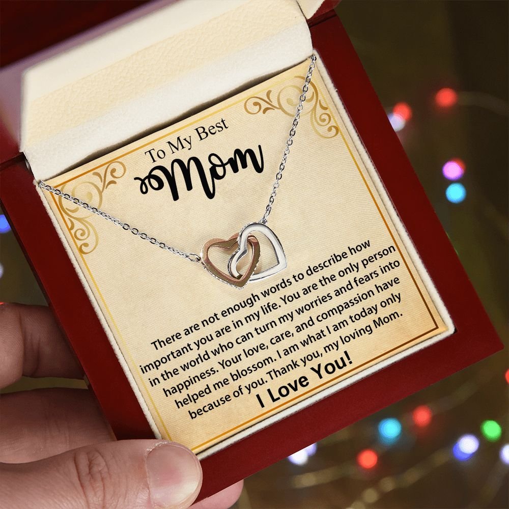 To My Mom Necklace, Mother's Day Birthday Gift Ideas From Daughter & Son, Poem Message Card Interlocking Harts Pendant Jewelry Presents For Her #e252 - Image 5