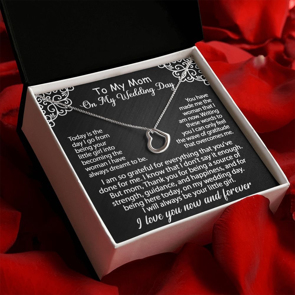 To My Mom Gift On My Wedding Day - I am so grateful - Delicate Heart Necklace #e149 - Image 10