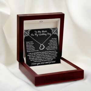 To My Mom Gift On My Wedding Day - I am so grateful - Delicate Heart Necklace #e149