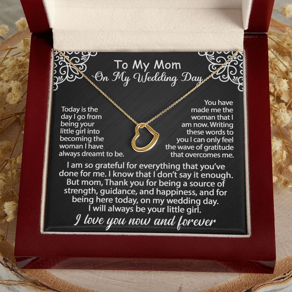 To My Mom Gift On My Wedding Day - I am so grateful - Delicate Heart Necklace #e149 - Image 6