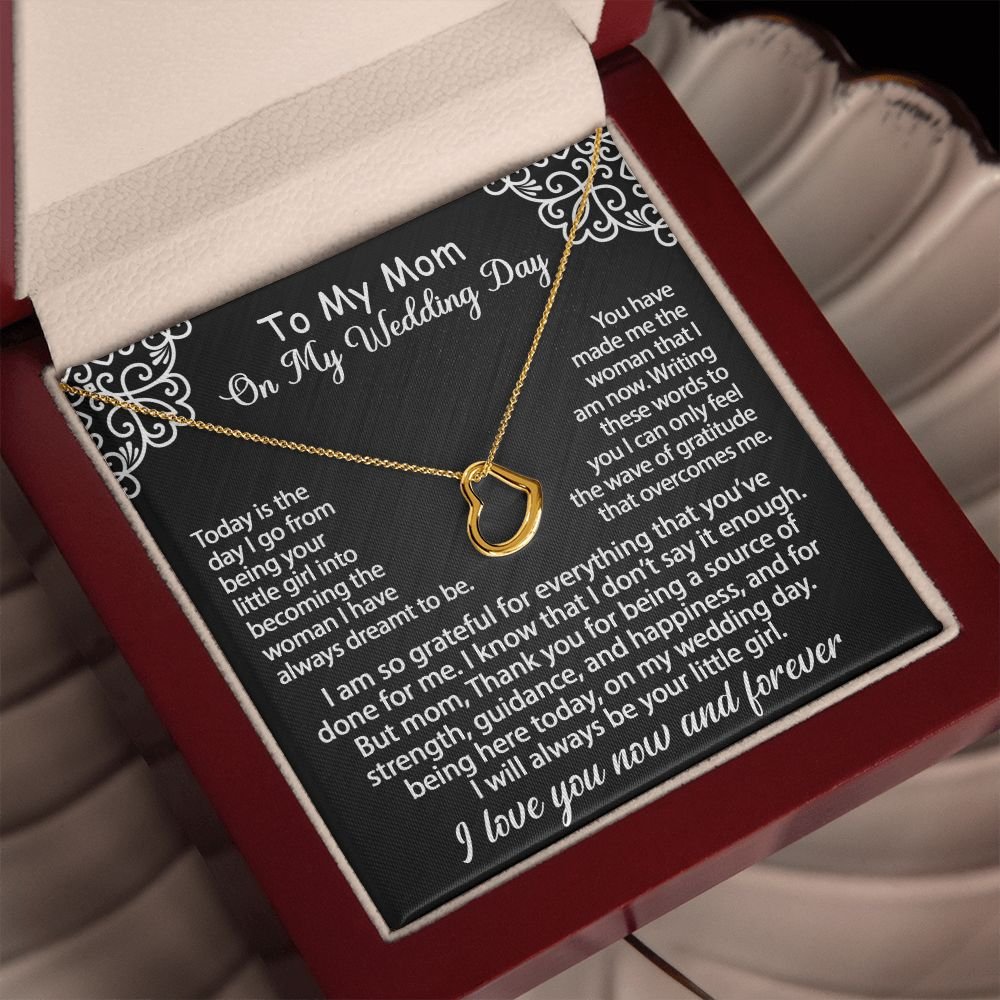 To My Mom Gift On My Wedding Day - I am so grateful - Delicate Heart Necklace #e149 - Image 7