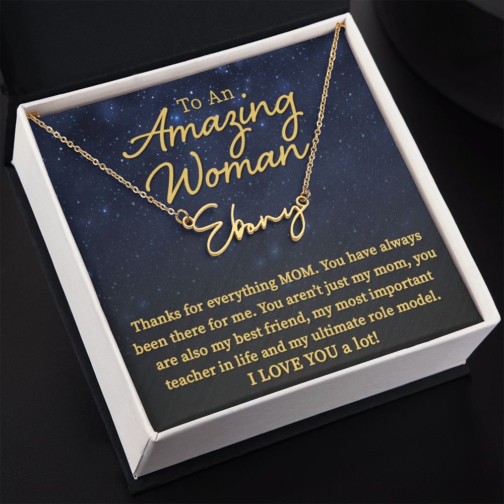 The Best Gift Idea For Mom: Personalized Signature Style Name Necklace - Unique To My Mom Birthday, Mother’s Day, Valentine’s Day, Christmas Gift Ideas, Poem Message Card Pendant Jewelry For Her, is the perfect gift to delight your mother.