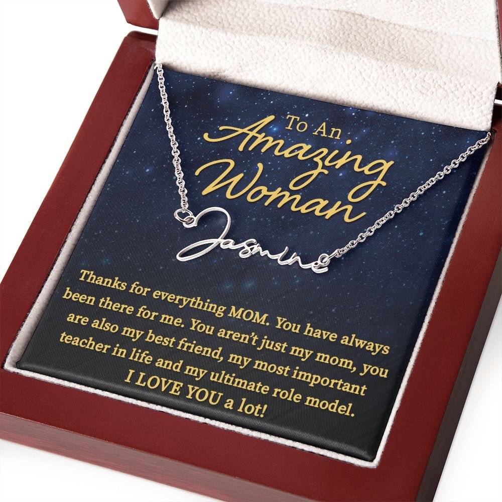 The Best Gift Idea For Mom: Personalized Signature Style Name Necklace - Unique To My Mom Birthday, Mother’s Day, Valentine’s Day, Christmas Gift Ideas, Poem Message Card Pendant Jewelry For Her, is the perfect gift to delight your mother.