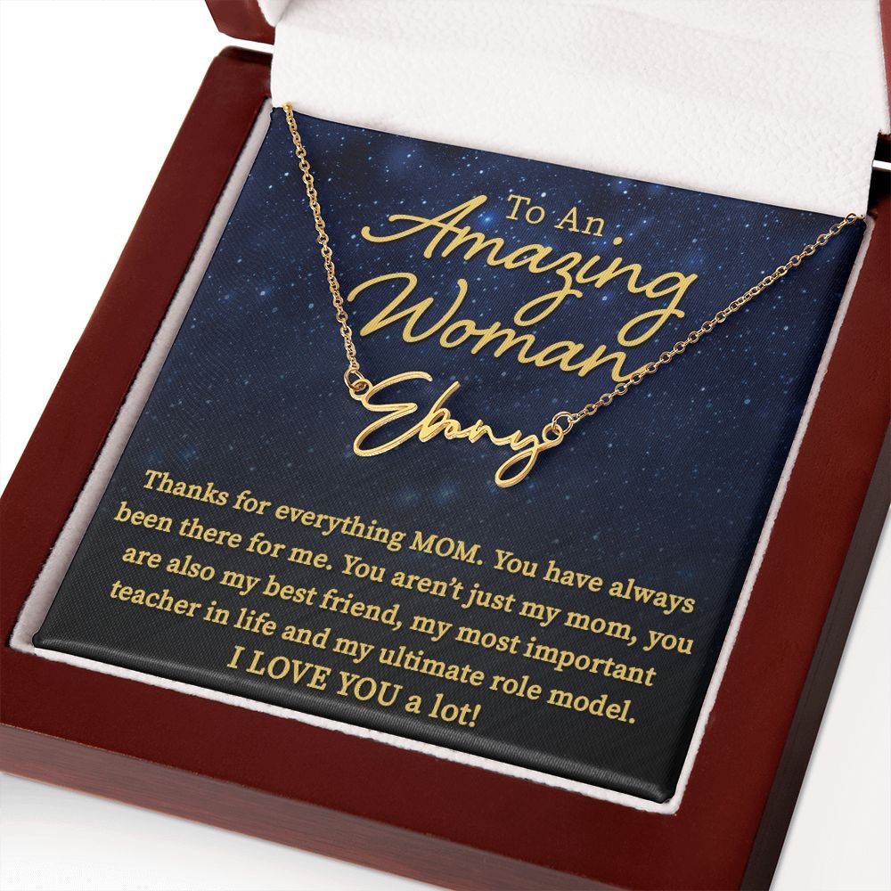 The Best Gift Idea For Mom: Personalized Signature Style Name Necklace - Unique To My Mom Birthday, Mother’s Day, Valentine’s Day, Christmas Gift Ideas, Poem Message Card Pendant Jewelry For Her, is the perfect gift to delight your mother.