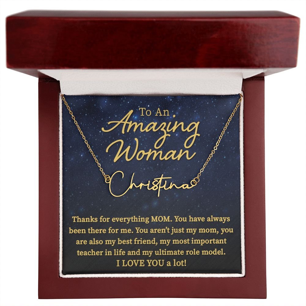 The Best Gift Idea For Mom: Personalized Signature Style Name Necklace - Unique To My Mom Birthday, Mother’s Day, Valentine’s Day, Christmas Gift Ideas, Poem Message Card Pendant Jewelry For Her, is the perfect gift to delight your mother.