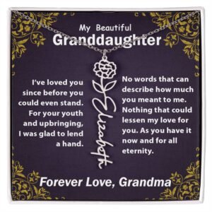 Personalized Flower Name Necklace, To My Granddaughter Gift from Grandma #e305