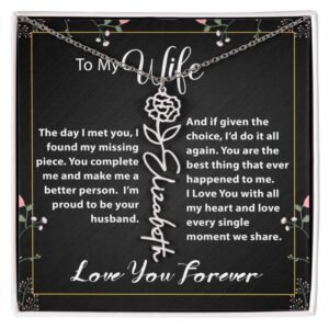 Custom Flower Name Necklace - Message Card Jewelry - Jewelry Inns