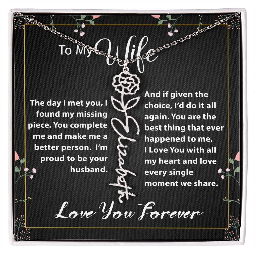Custom Flower Name Necklace - Message Card Jewelry - Jewelry Inns