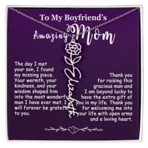Custom Flower Name Necklace Gift For My Boyfriend's Mom #e308