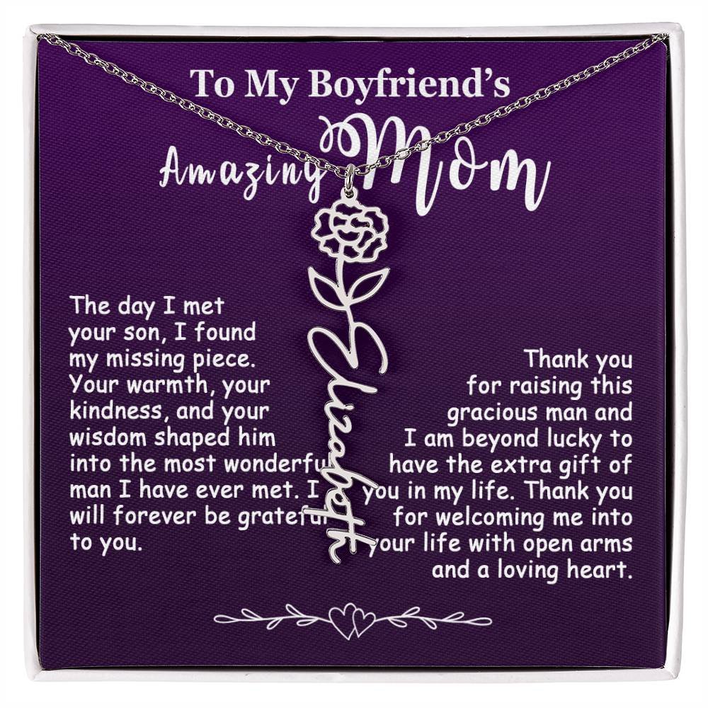 Custom Flower Name Necklace Gift For My Boyfriend's Mom #e308
