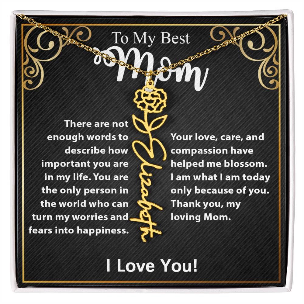 Custom Flower Name Necklace Gift For Mom From Daughter & Son #e307 - Image 13