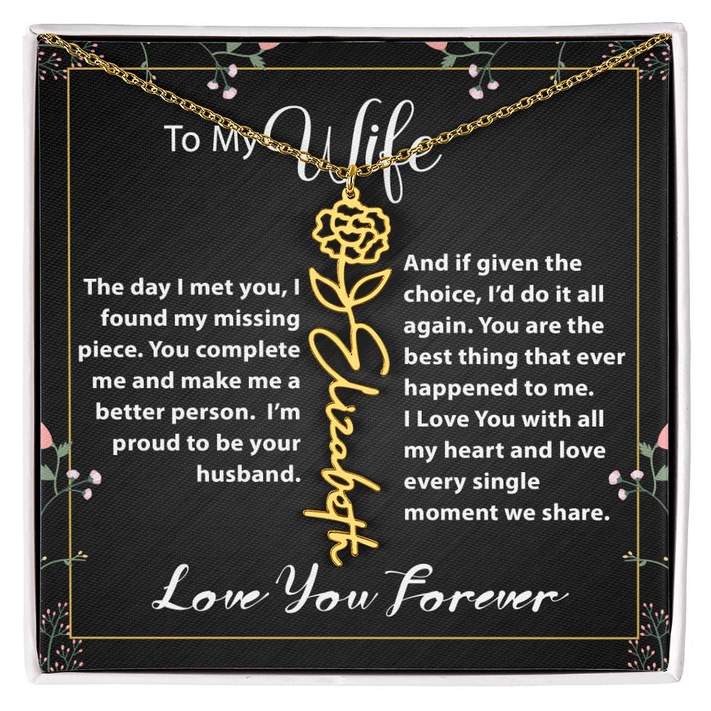 Custom Flower Name Necklace - Message Card Jewelry - Jewelry Inns