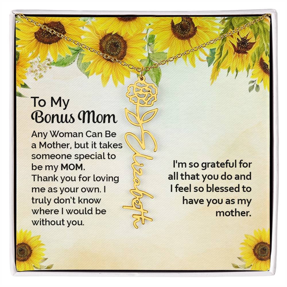 Custom Flower Name Necklace Gift To My Bonus Mom #e313 - Image 13