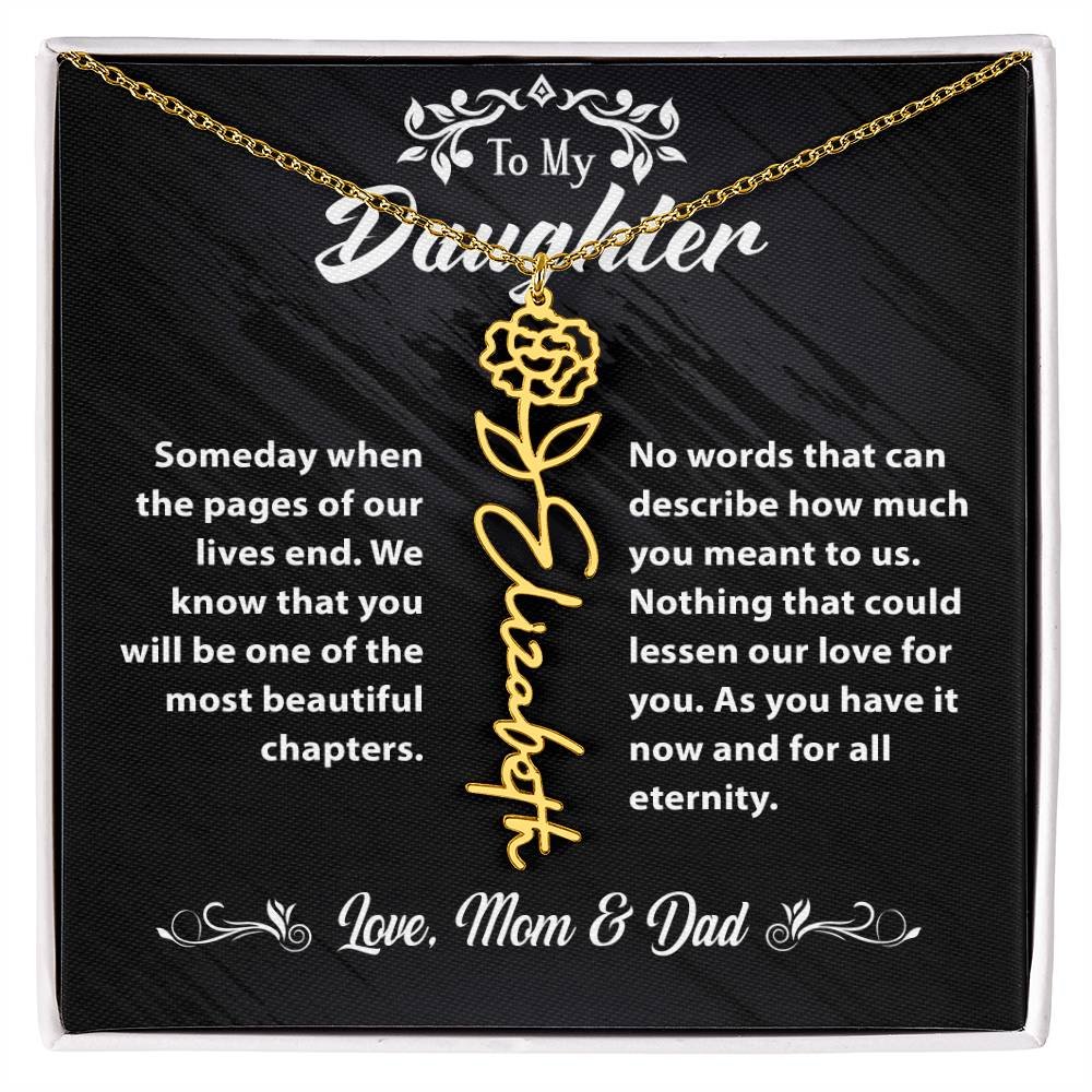 Flower Name Necklace To My Daughter Gift From Mom & Dad #e304 - Image 13