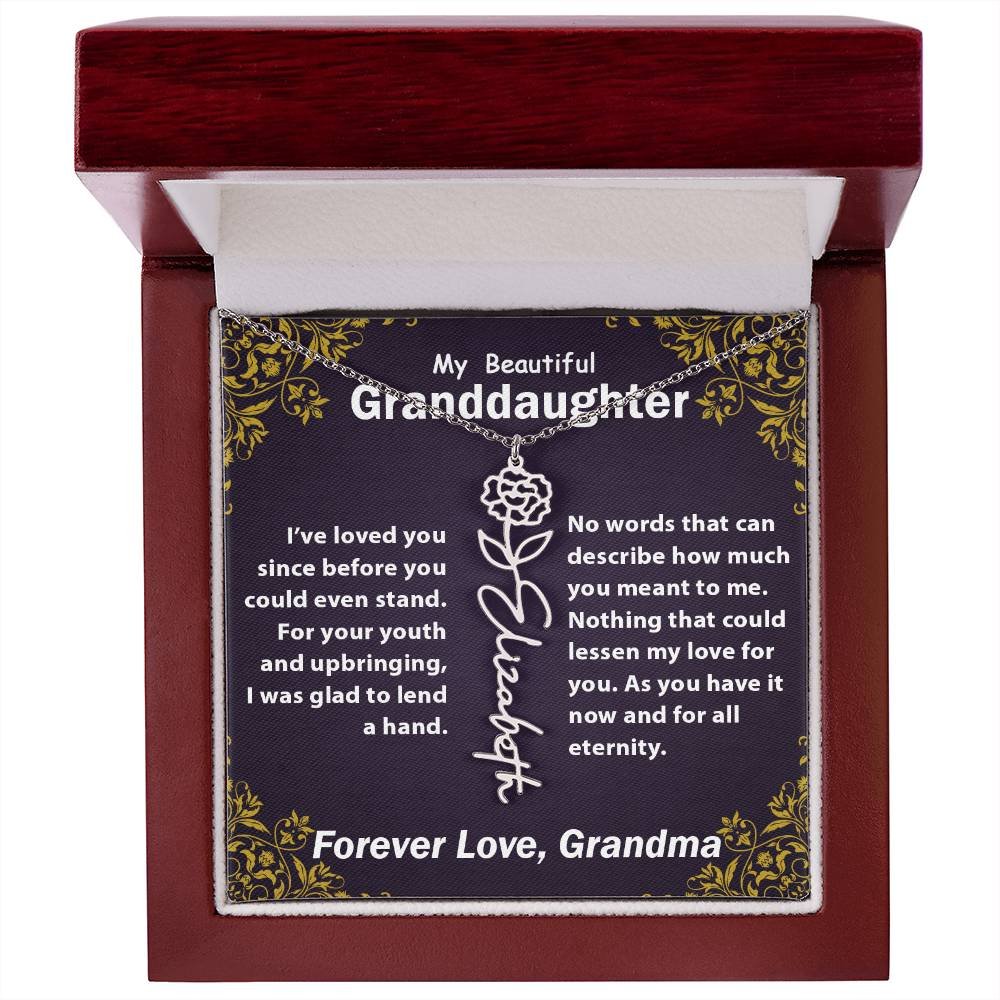 Personalized Flower Name Necklace, To My Granddaughter Gift from Grandma #e305 - Image 25