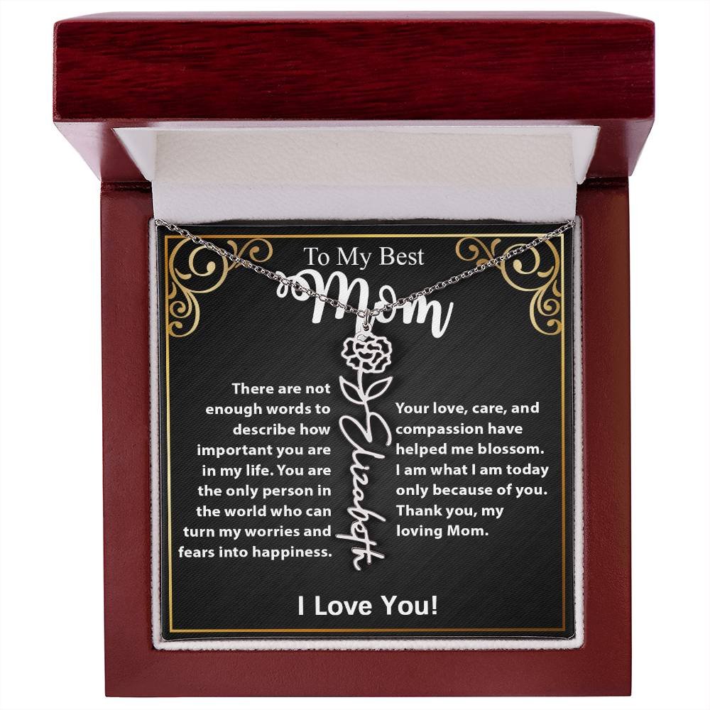 Custom Flower Name Necklace Gift For Mom From Daughter & Son #e307 - Image 25