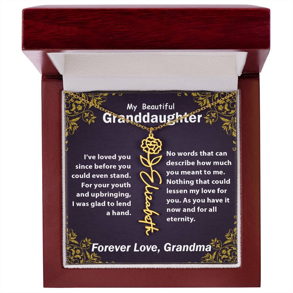 Personalized Flower Name Necklace, To My Granddaughter Gift from Grandma #e305 - Image 37