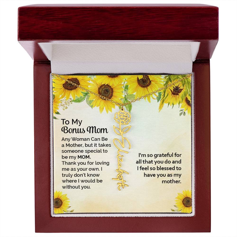 Custom Flower Name Necklace Gift To My Bonus Mom #e313 - Image 37