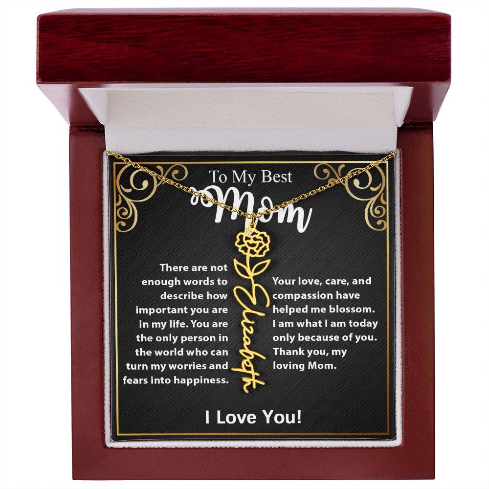 Custom Flower Name Necklace Gift For Mom From Daughter & Son #e307 - Image 36