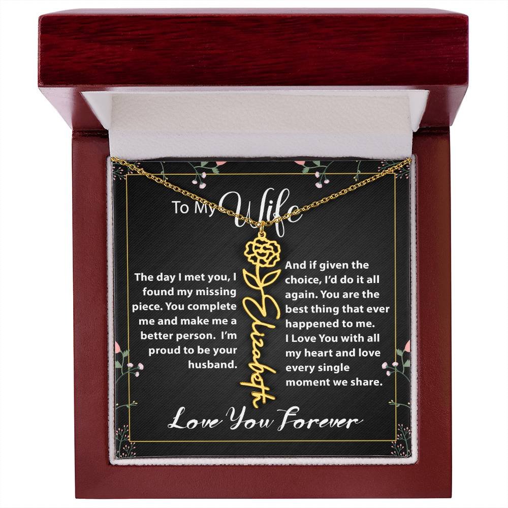 Custom Flower Name Necklace - Message Card Jewelry - Jewelry Inns