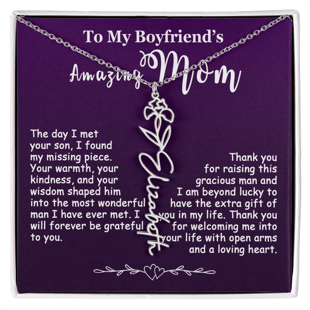 Custom Flower Name Necklace Gift For My Boyfriend's Mom #e308 - Image 2