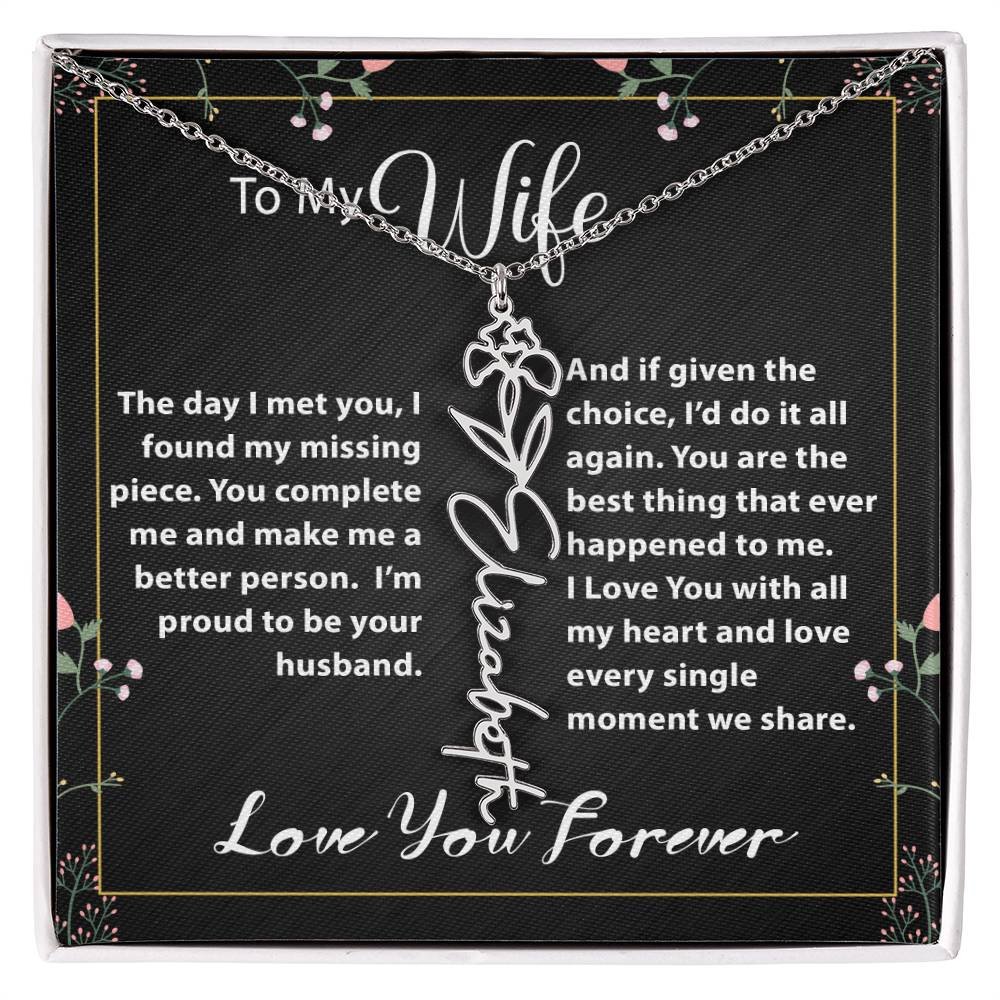 Custom Flower Name Necklace - Message Card Jewelry - Jewelry Inns