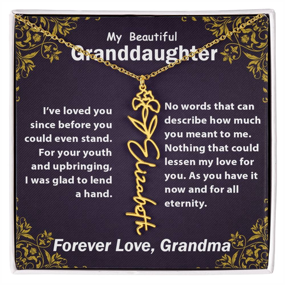 Personalized Flower Name Necklace, To My Granddaughter Gift from Grandma #e305 - Image 14