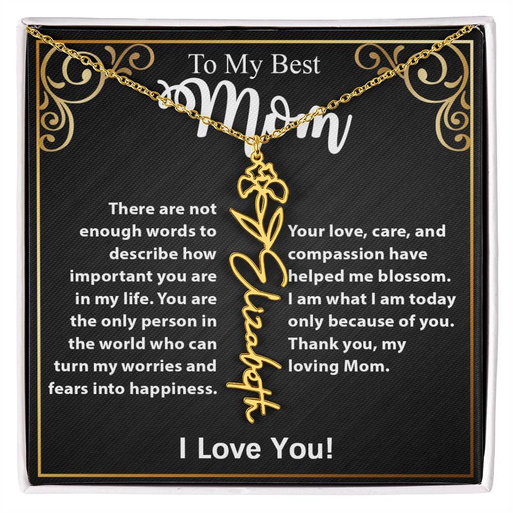 Custom Flower Name Necklace Gift For Mom From Daughter & Son #e307 - Image 14
