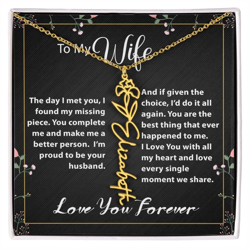 Custom Flower Name Necklace - Message Card Jewelry - Jewelry Inns
