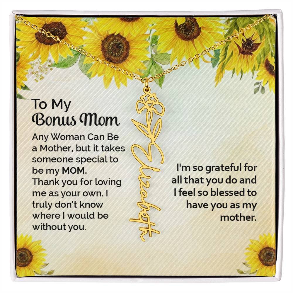 Custom Flower Name Necklace Gift To My Bonus Mom #e313 - Image 14