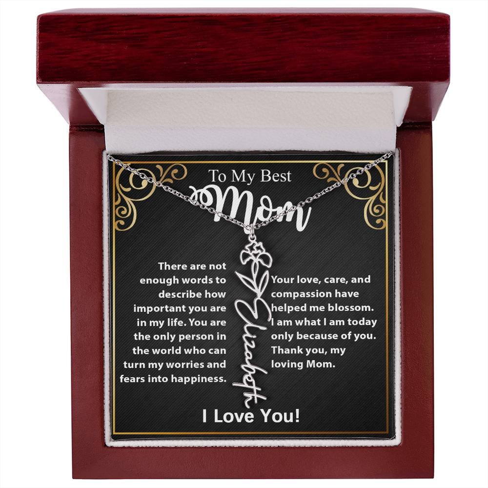 Custom Flower Name Necklace Gift For Mom From Daughter & Son #e307 - Image 26