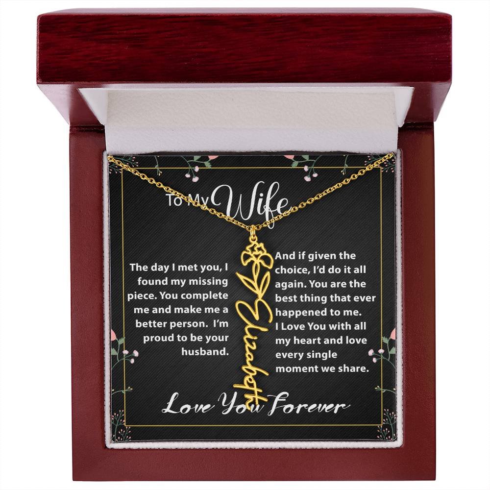 Custom Flower Name Necklace - Message Card Jewelry - Jewelry Inns