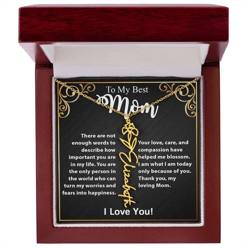 Custom Flower Name Necklace Gift For Mom From Daughter & Son #e307 - Image 37