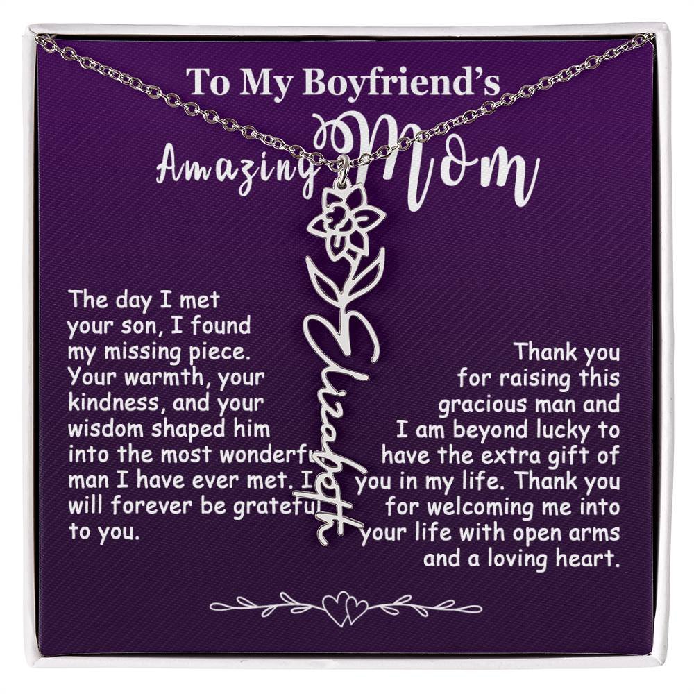 Custom Flower Name Necklace Gift For My Boyfriend's Mom #e308 - Image 3