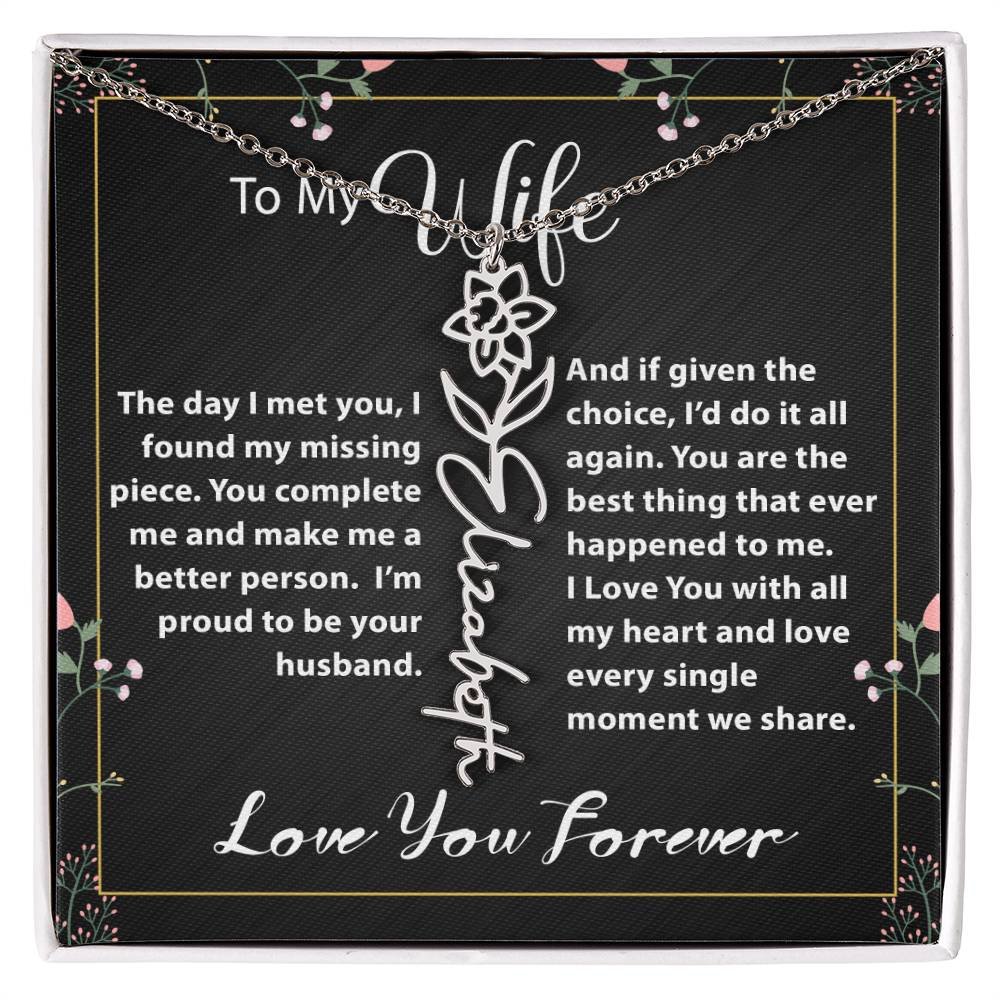 Custom Flower Name Necklace - Message Card Jewelry - Jewelry Inns
