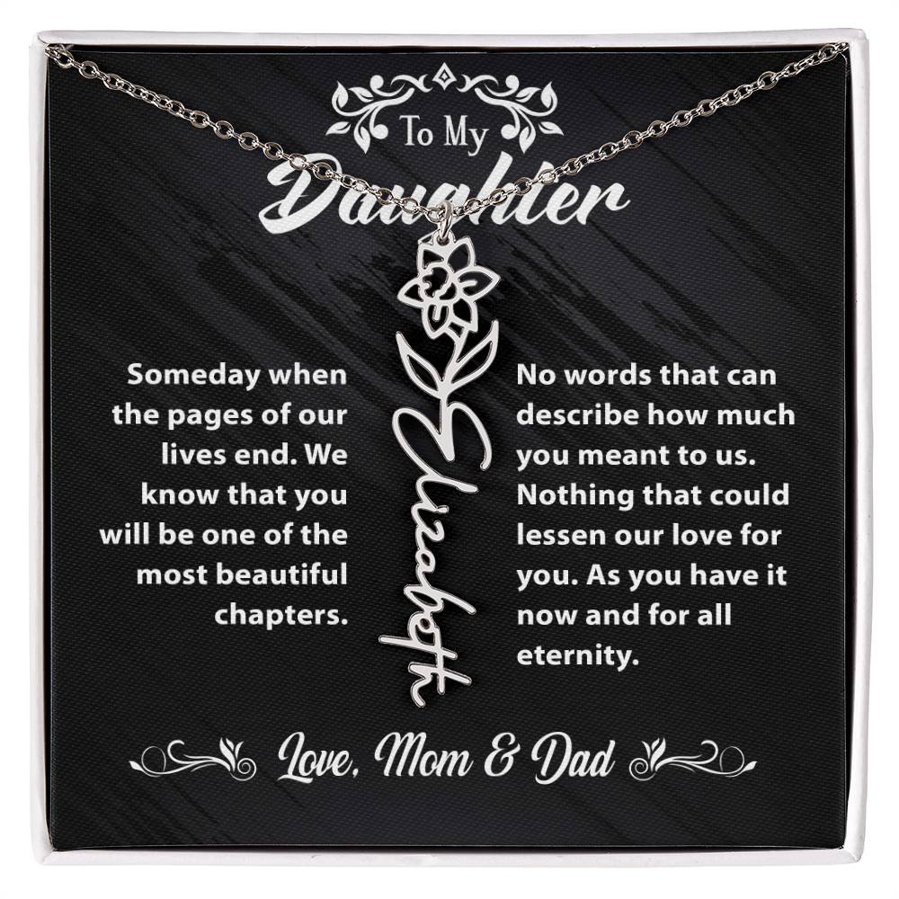 Flower Name Necklace To My Daughter Gift From Mom & Dad #e304 - Image 3