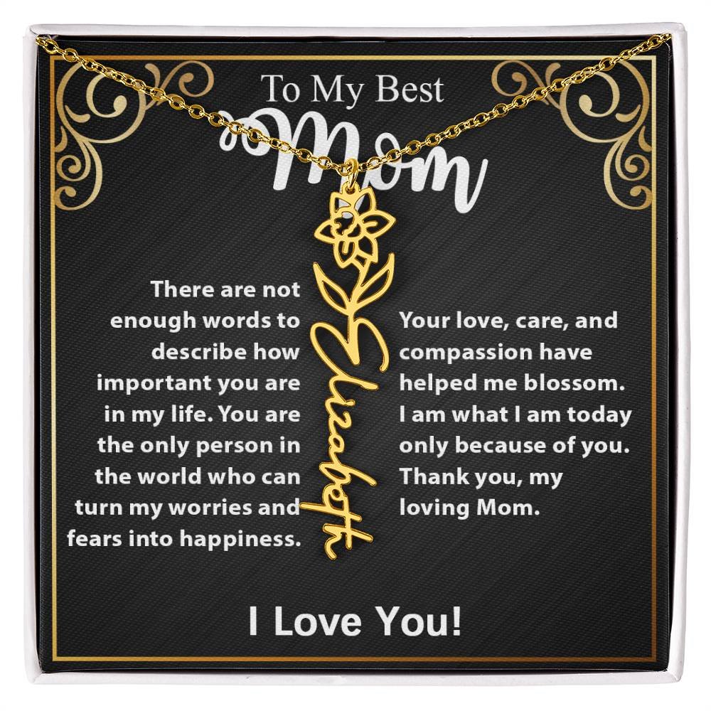 Custom Flower Name Necklace Gift For Mom From Daughter & Son #e307 - Image 15