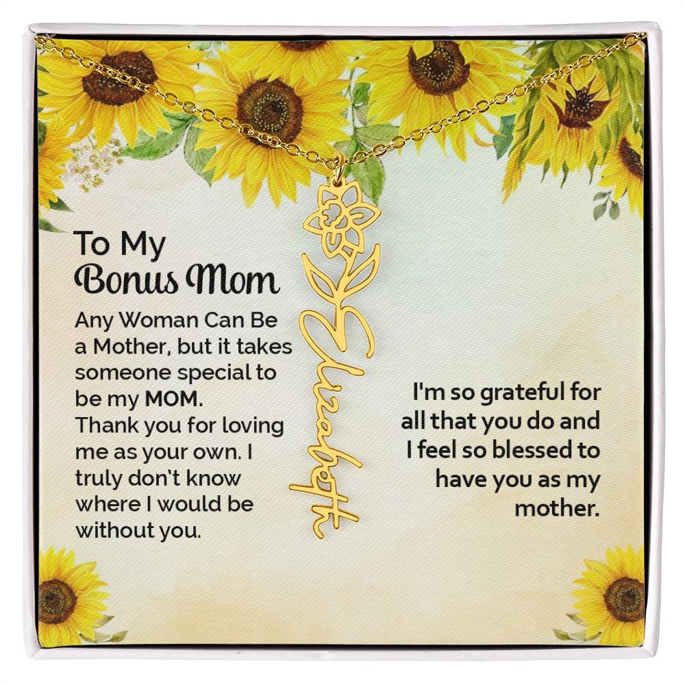 Custom Flower Name Necklace Gift To My Bonus Mom #e313 - Image 15