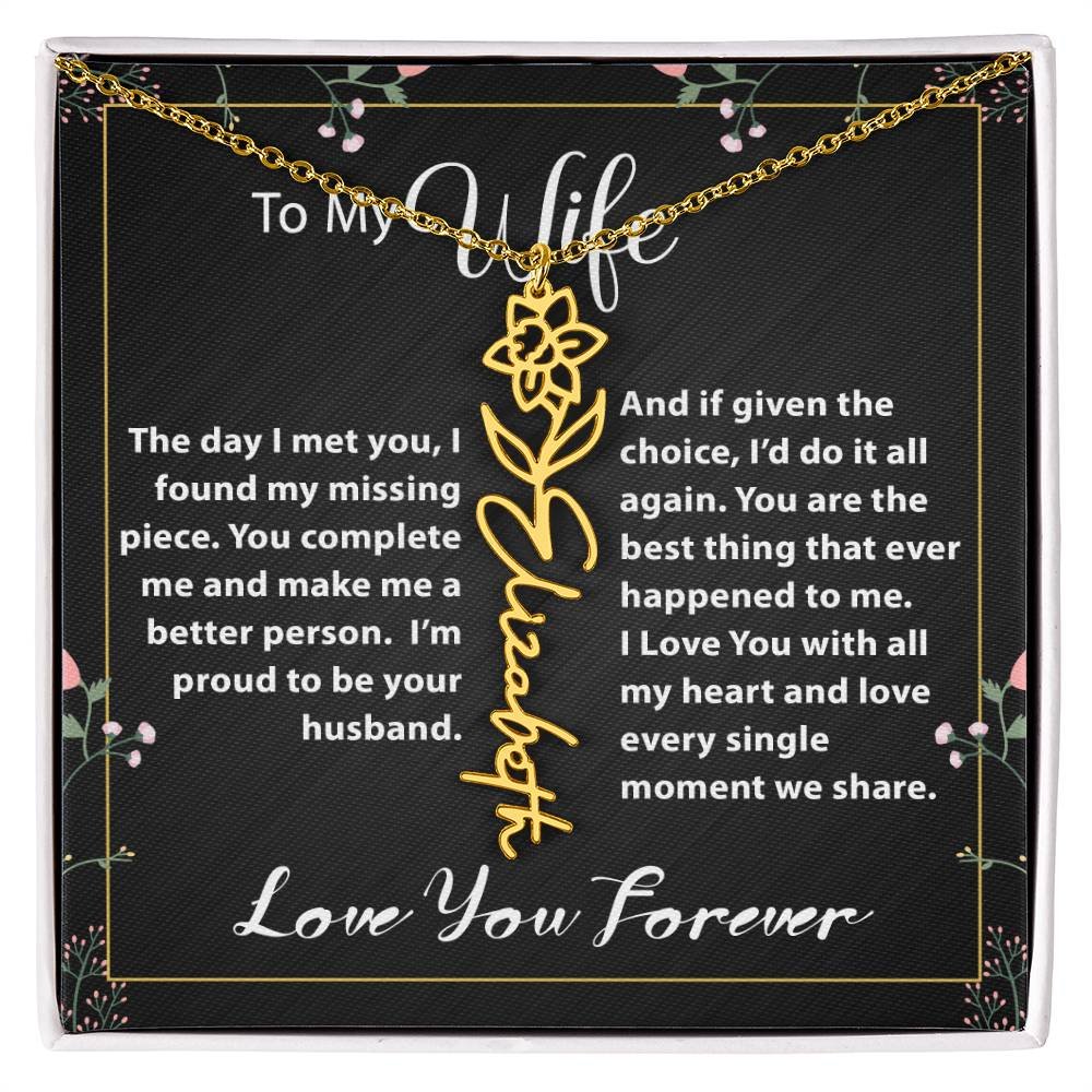 Custom Flower Name Necklace - Message Card Jewelry - Jewelry Inns