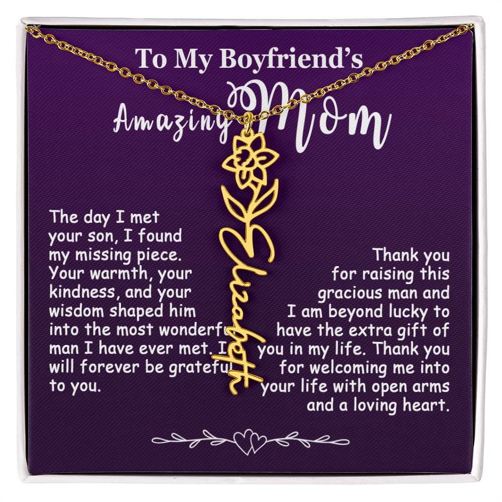 Custom Flower Name Necklace Gift For My Boyfriend's Mom #e308 - Image 15