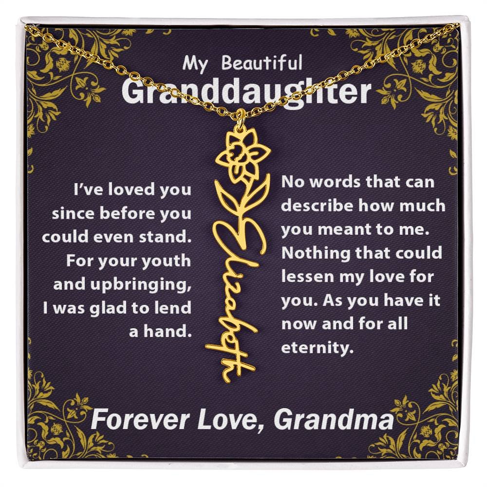 Personalized Flower Name Necklace, To My Granddaughter Gift from Grandma #e305 - Image 15
