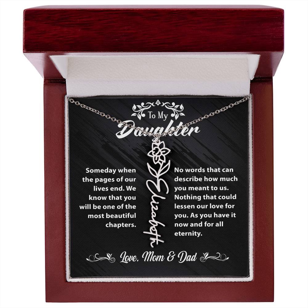 Flower Name Necklace To My Daughter Gift From Mom & Dad #e304 - Image 27