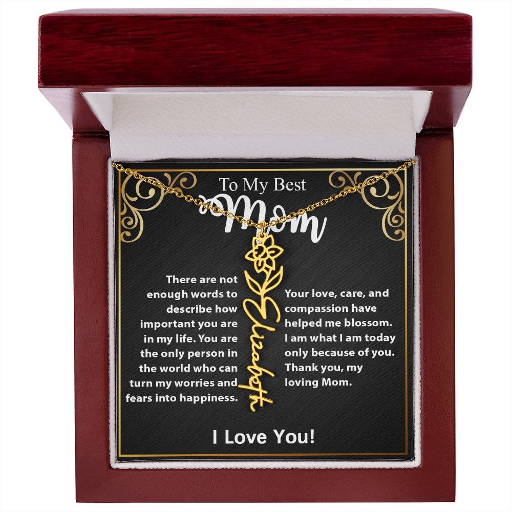 Custom Flower Name Necklace Gift For Mom From Daughter & Son #e307 - Image 38