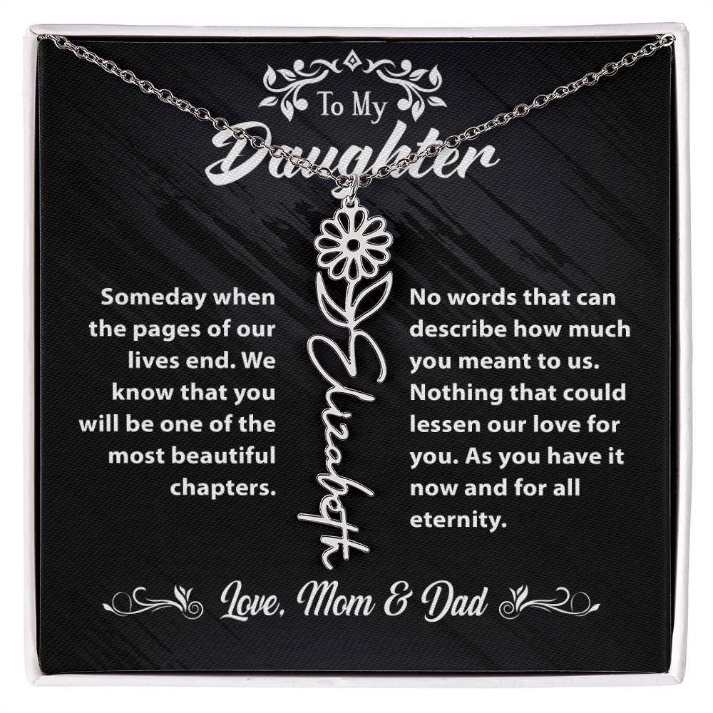 Flower Name Necklace To My Daughter Gift From Mom & Dad #e304 - Image 4
