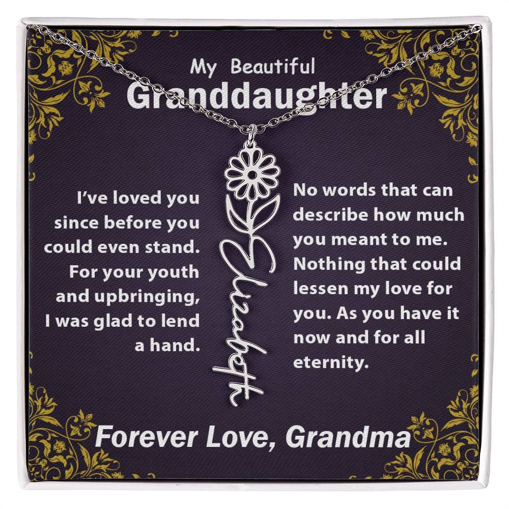 Personalized Flower Name Necklace, To My Granddaughter Gift from Grandma #e305 - Image 4