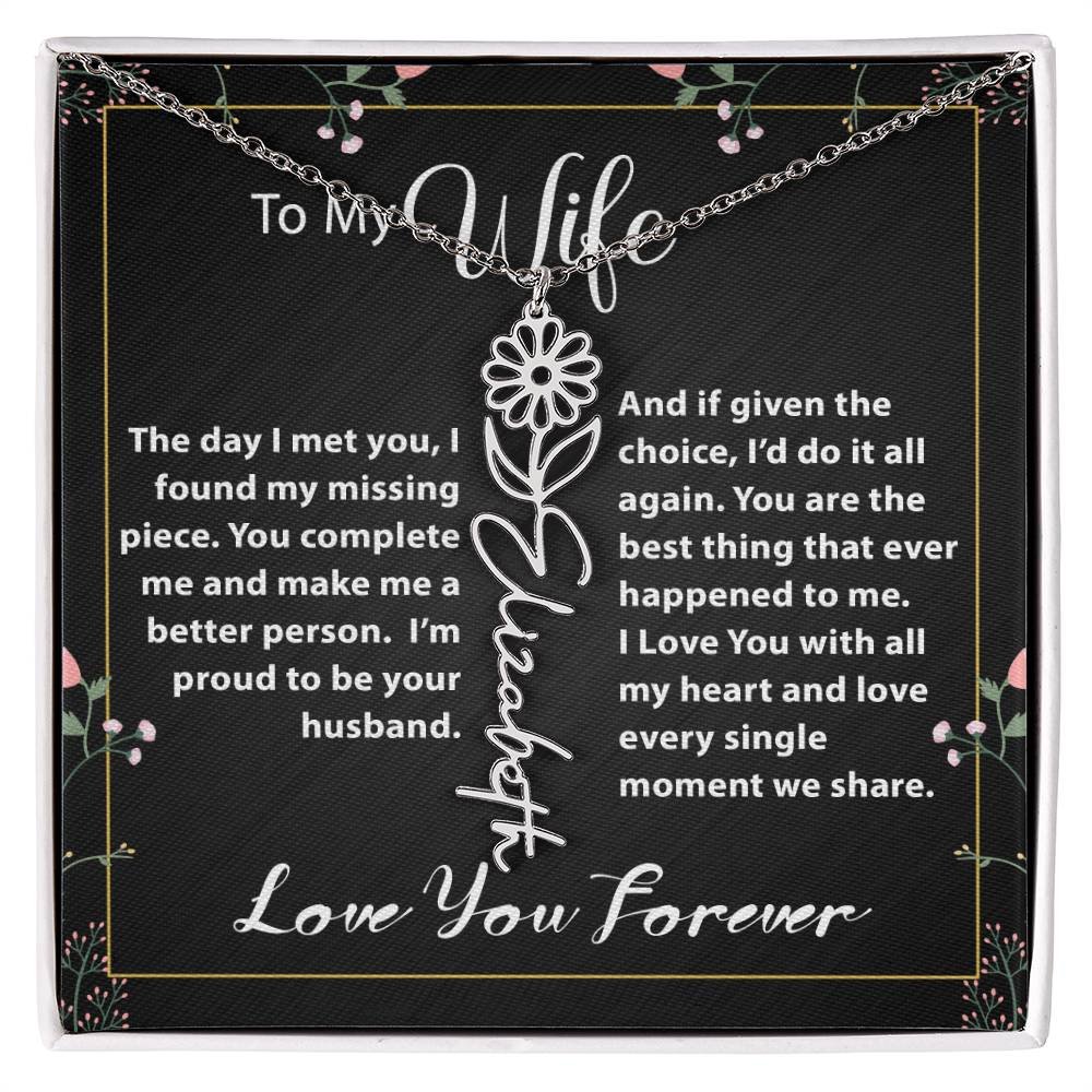 Custom Flower Name Necklace - Message Card Jewelry - Jewelry Inns