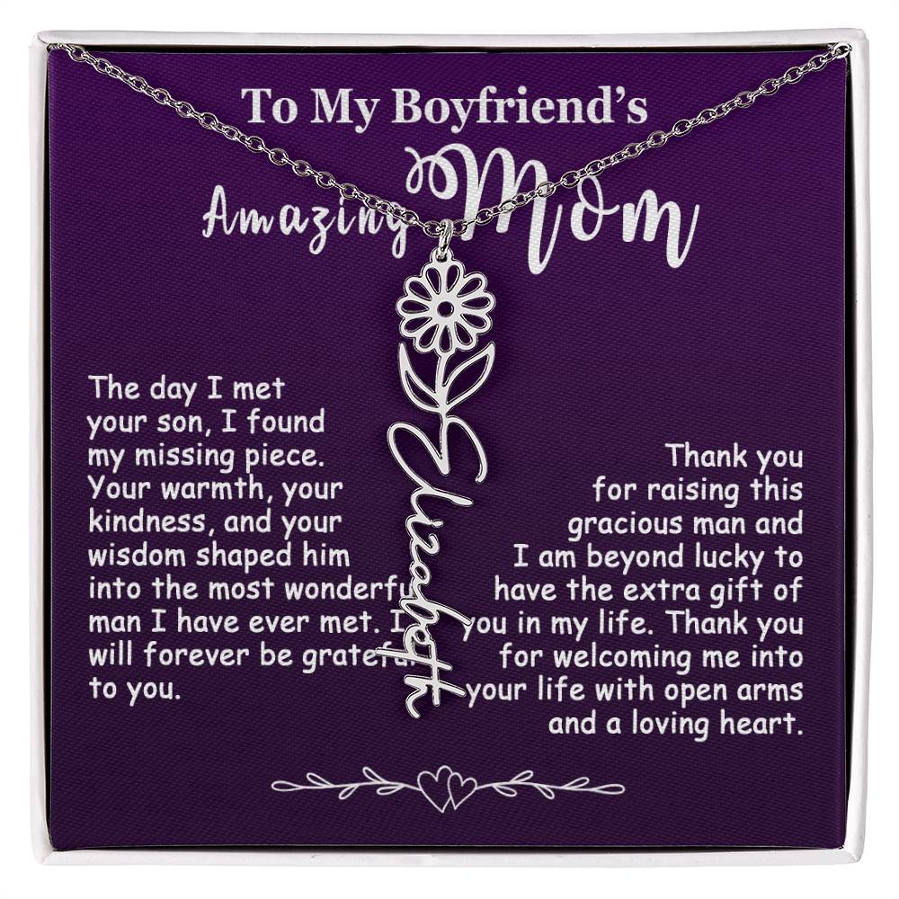 Custom Flower Name Necklace Gift For My Boyfriend's Mom #e308 - Image 4
