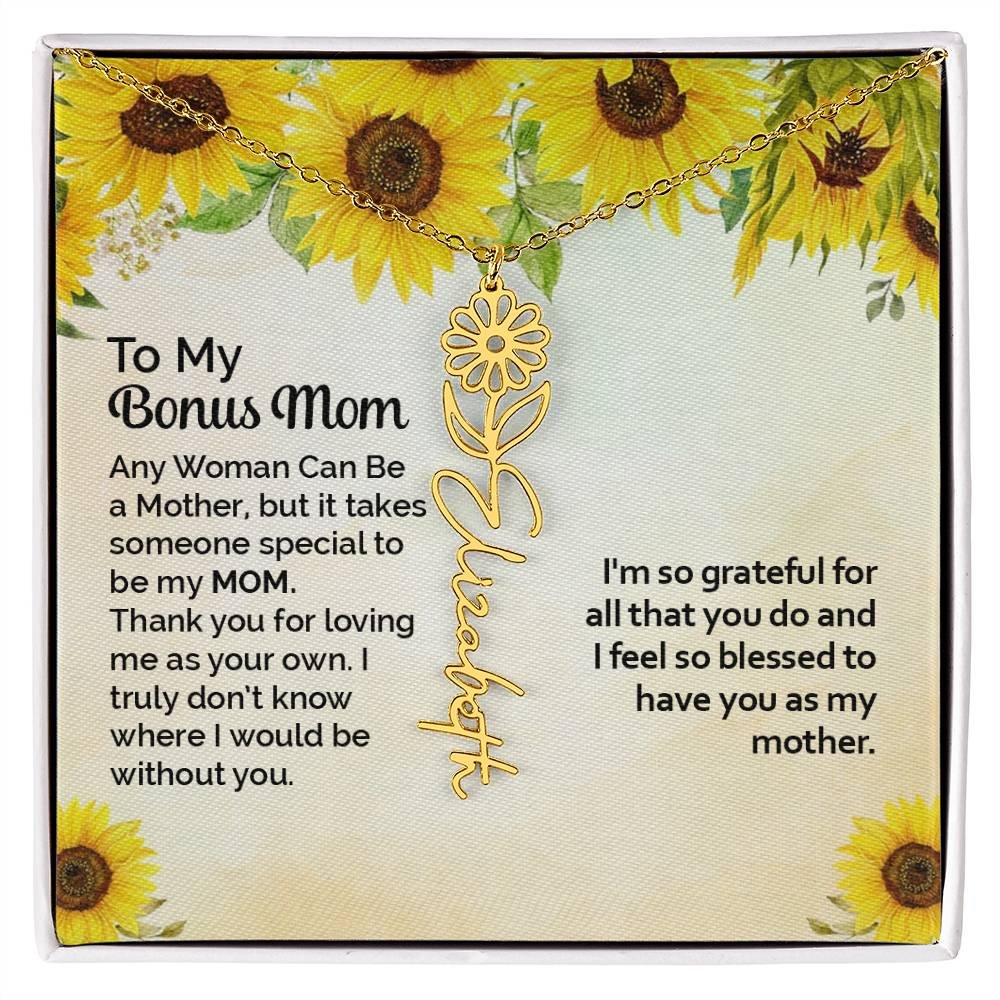 Custom Flower Name Necklace Gift To My Bonus Mom #e313 - Image 16