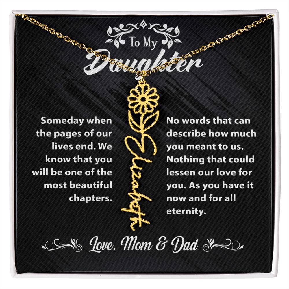 Flower Name Necklace To My Daughter Gift From Mom & Dad #e304 - Image 16