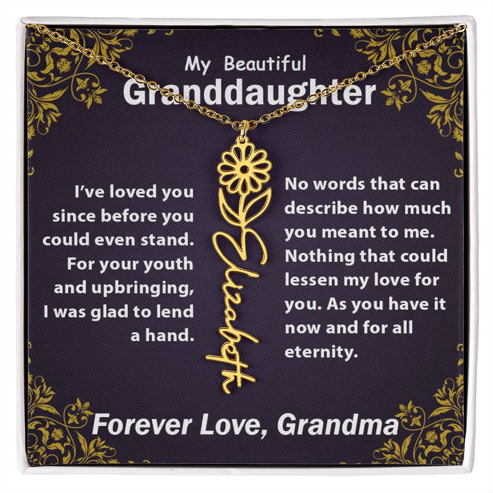 Personalized Flower Name Necklace, To My Granddaughter Gift from Grandma #e305 - Image 16